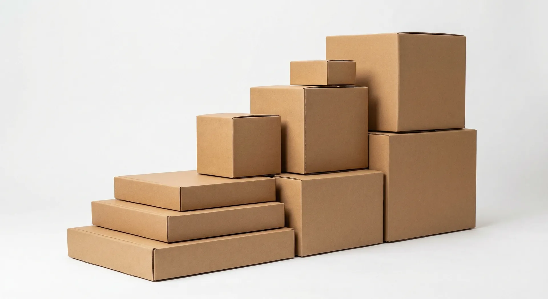 Plain brown cardboard boxes before printing